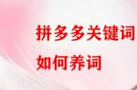 拼多多關(guān)鍵詞如何養(yǎng)？