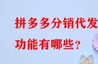 拼多多分銷代發(fā)的功能有哪些？
