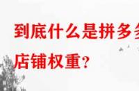 到底什么是拼多多店鋪權(quán)重？