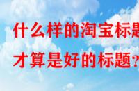什么樣的淘寶標(biāo)題才算是好的標(biāo)題？