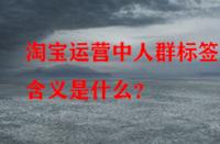淘寶運營中人群標簽的含義是什么？