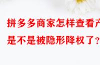 拼多多商家怎樣查看產(chǎn)品是不是被隱形降權(quán)了？