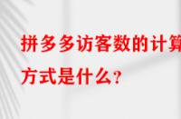 拼多多訪(fǎng)客數(shù)的計(jì)算方式是什么？