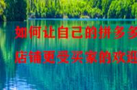 如何讓自己的拼多多店鋪更受買家的歡迎？