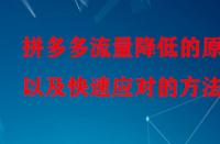 拼多多流量降低的原因以及快速應(yīng)對的方法
